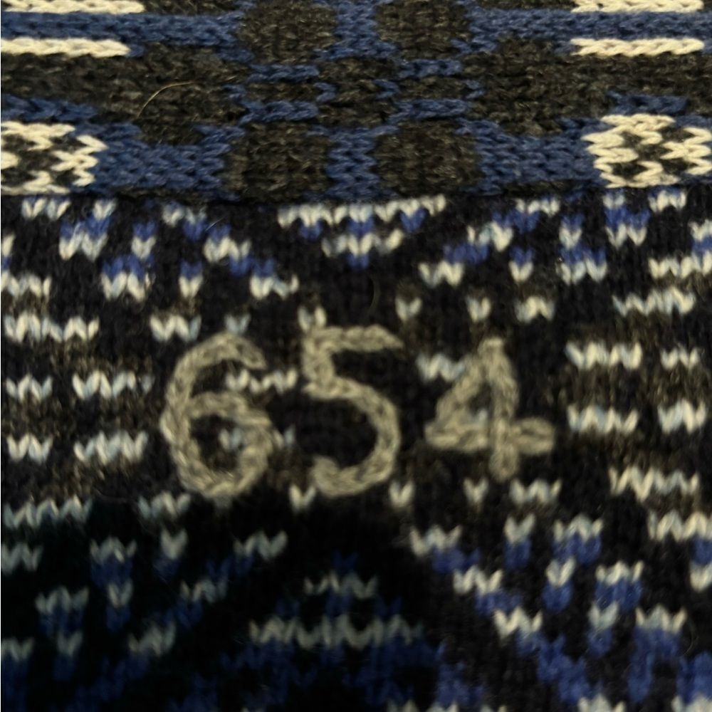 ODD MOLLY Boho Scandi Blue Black Wool Shawl Collar Embroidered Knit Cardigan M - Picture 8 of 12